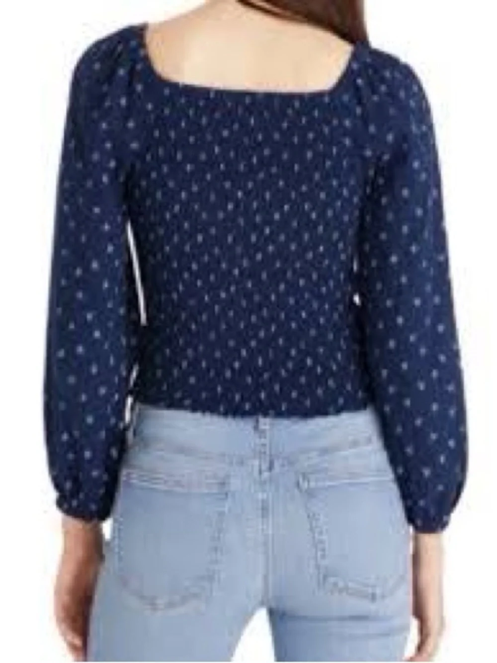 Madewell Lucille Balloon Sleeve Smocked Top Indigo Floral L VGUC